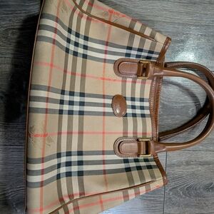 Burberry hand bag nova check beige goods logo Authentic